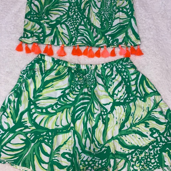 Lilly Pulitzer Neon Fringe Crop Top and Skort Set - Picture 3 of 6